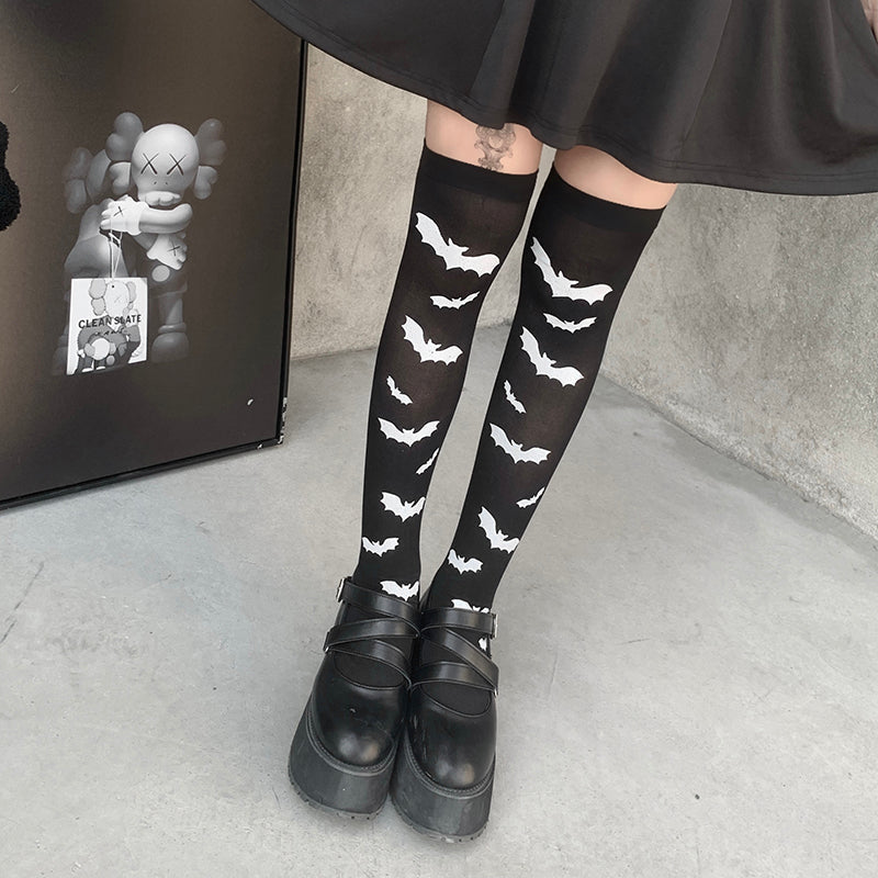 Batty Stockings - bats, batts, creepy cute, goth, goth fashion