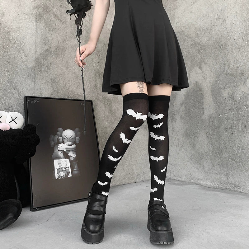 Batty Stockings - bats, batts, creepy cute, goth, goth fashion