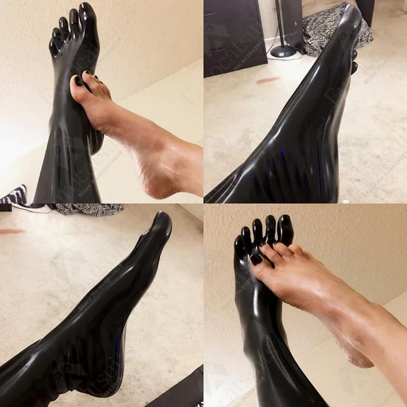 Black Latex Wet Look Socks Feet Fantasy