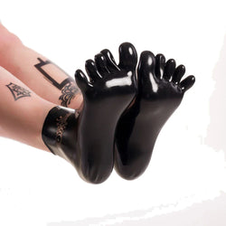 Black Latex Wet Look Socks Feet Fantasy