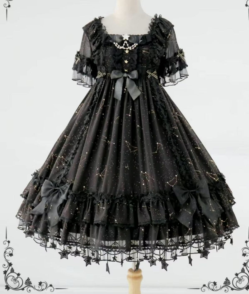 Black Star Constellation Princess Gothic Lolita Dress