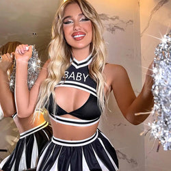 Black & White Baby Cheerleader Costume Lingerie Outfit