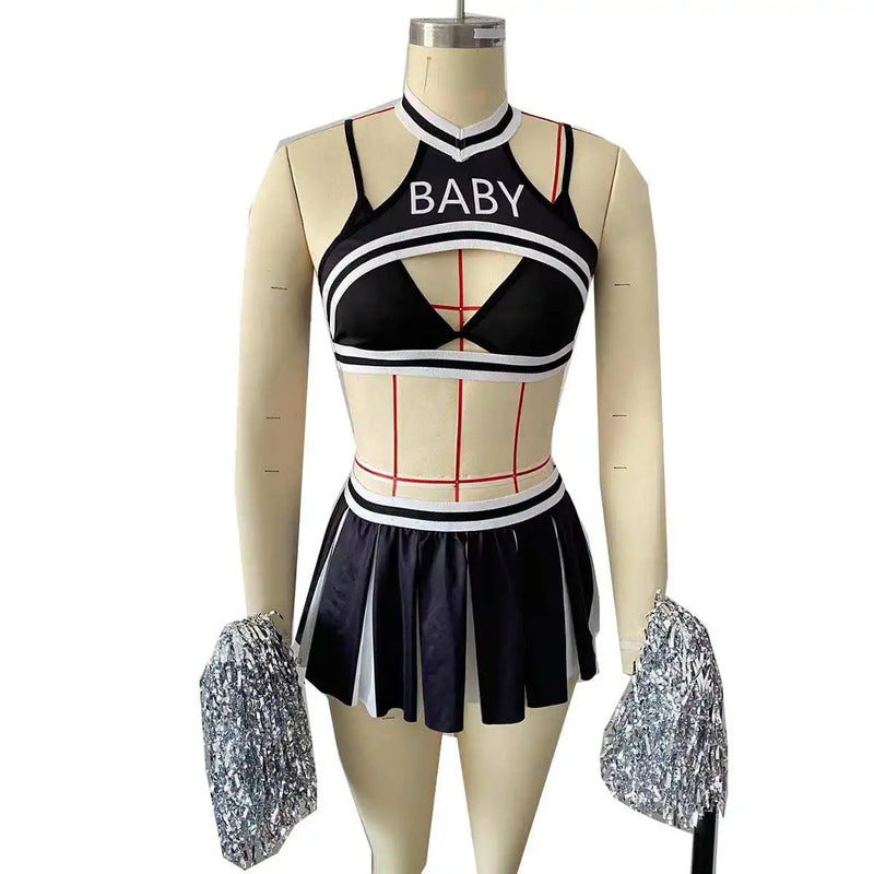 Black & White Baby Cheerleader Costume Lingerie Outfit