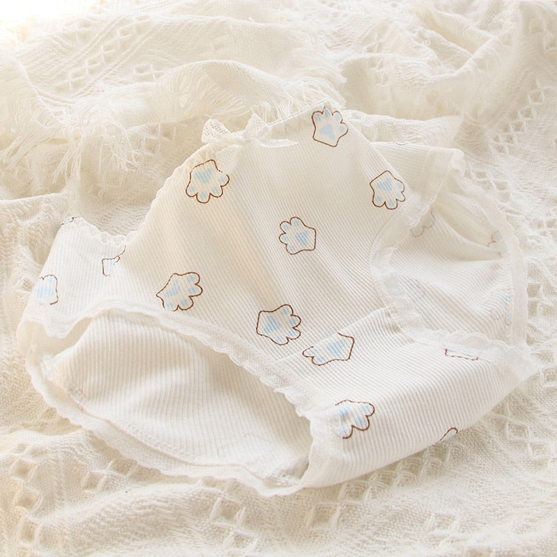 Blue lace cotton sweetheart undies - blue - kawaii - lace - lingerie - panties