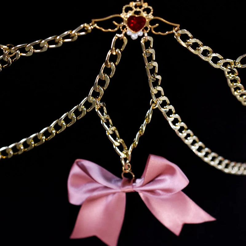 Blush and Chain Pink Bow Alternative Body Harness