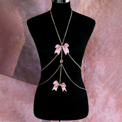 Blush and Chain Pink Bow Alternative Body Harness