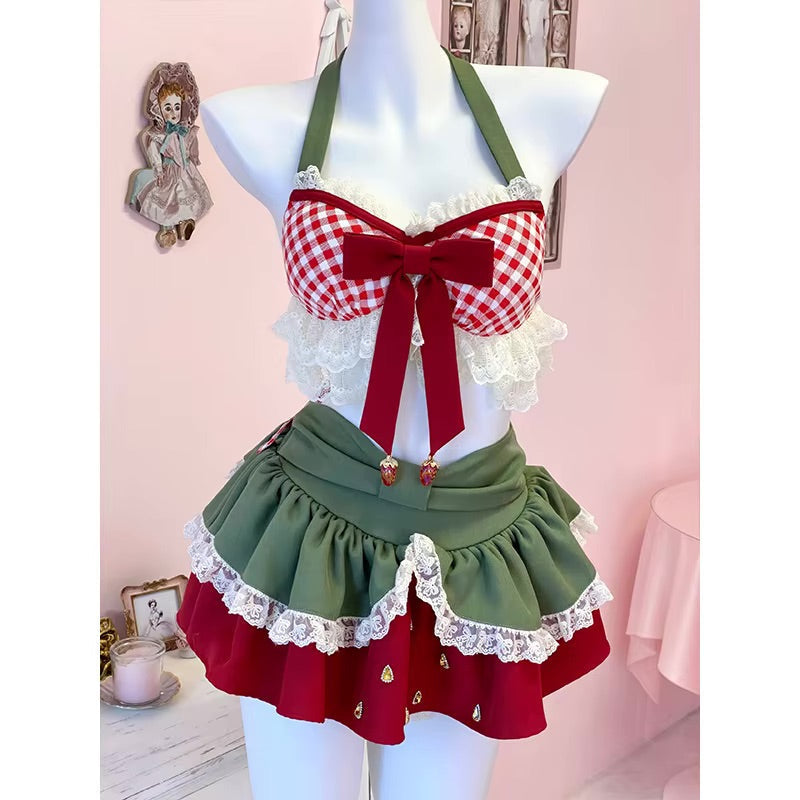 Bohemian Holiday Outfit Set Lingerie Skirt & Crop Top Christmas Style