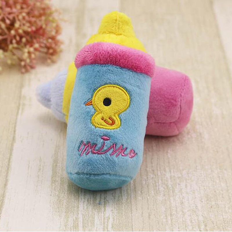 Bottle Plush Squeaky Toys - Blue - adult bottle, baba, baby bottles, plush toys, plushies