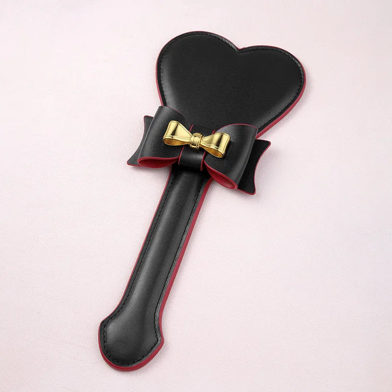 Bow & Heart Paddle - Black Gold - bdsm, paddles, whip, whips