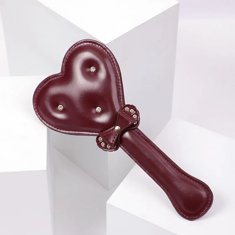 Bow & Heart Paddle - Brown - bdsm, paddles, whip, whips