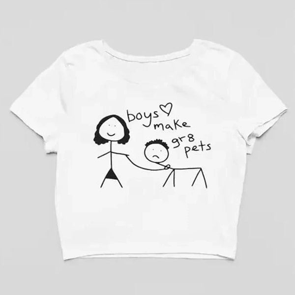 Boys Make Gr8 Pets Tee - crop, crop top, tops, cropped, cropped shirt