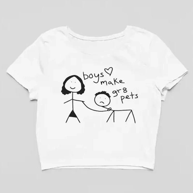 Boys Make Gr8 Pets Tee - crop, crop top, tops, cropped, cropped shirt