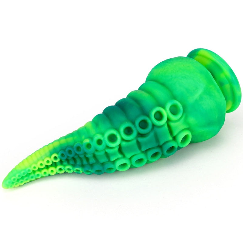 Bumpy Silicone Tentacle Ride - Green Shades - alien, dildo, dildos, rubber, silicone