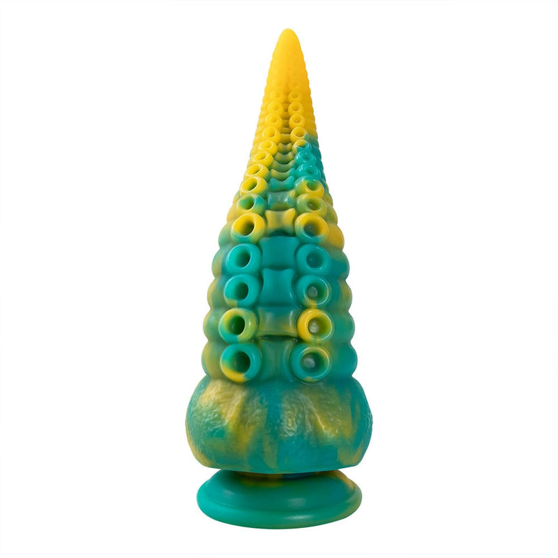 Bumpy Silicone Tentacle Ride - Green Yellow - alien, dildo, dildos, rubber, silicone