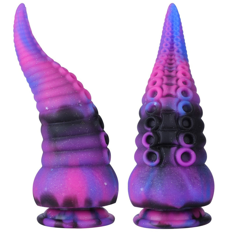 Bumpy Silicone Tentacle Ride - Purple Black Galaxy - alien, dildo, dildos, rubber, silicone