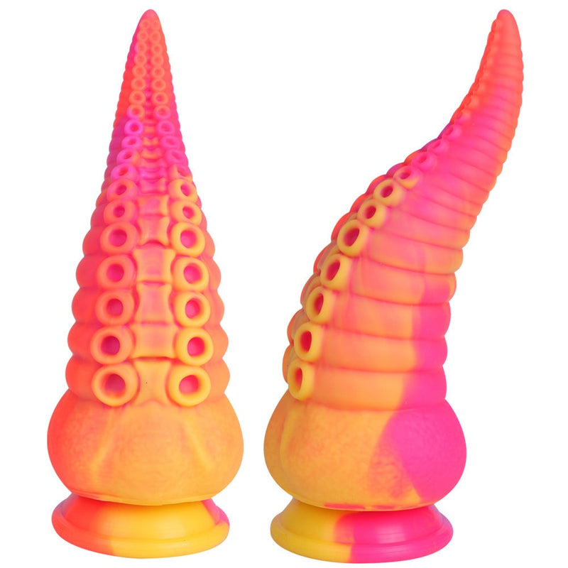 Bumpy Silicone Tentacle Ride - Yellow Pink - alien, dildo, dildos, rubber, silicone