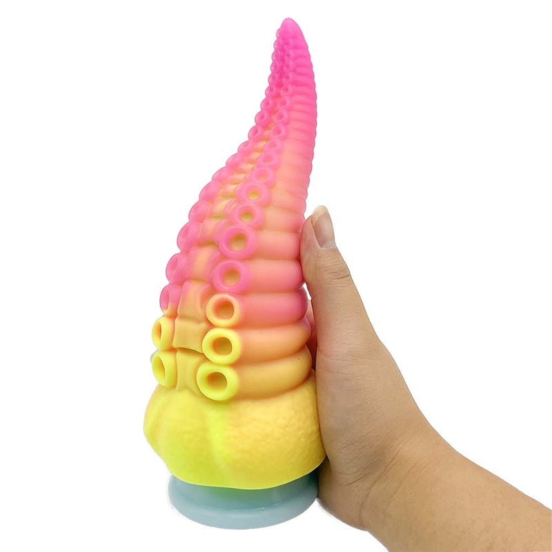 Bumpy Silicone Tentacle Ride - Yellow Pink Gradient - alien, dildo, dildos, rubber, silicone