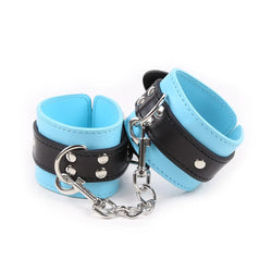 Candy Blue Pastel Goth Cuffs - chain, hand cuffs, handcuffs, pastel goth, vegan