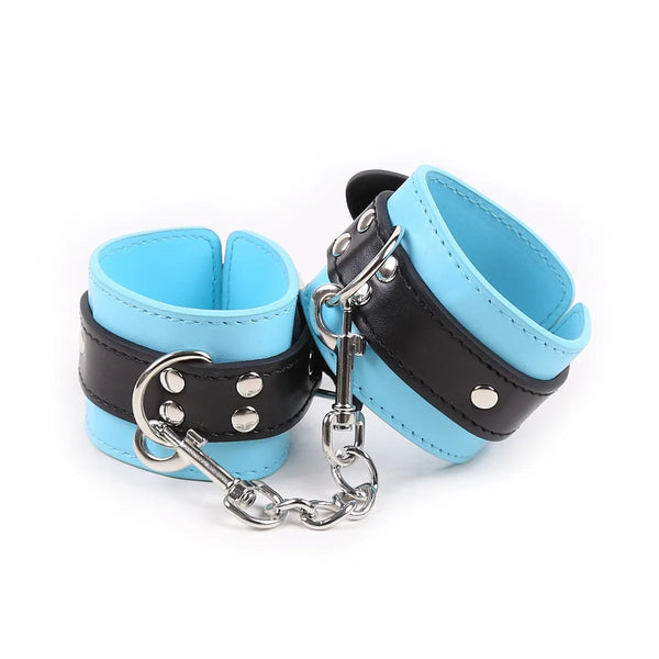 Candy Blue Pastel Goth Cuffs - chain, hand cuffs, handcuffs, pastel goth, vegan