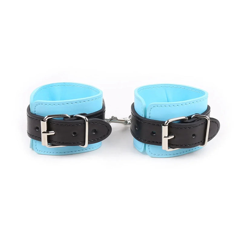 Candy Blue Pastel Goth Cuffs - chain, hand cuffs, handcuffs, pastel goth, vegan