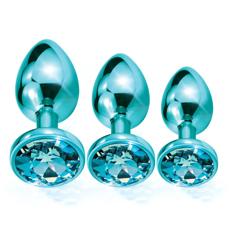 Candy Chrome Plugs - Teal (Small) - anal plugs, butt plug, chrome, pink