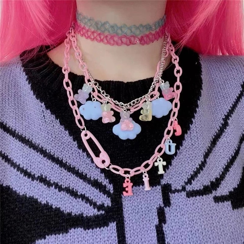 Candy Moon Decora Necklace - Cutie Version - decoden, decora, fairy kei, fairykei,