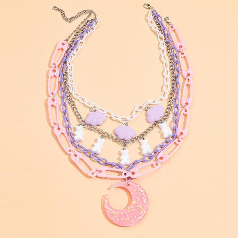 Candy Moon Decora Necklace - decoden, decora, fairy kei, fairykei, jewellery