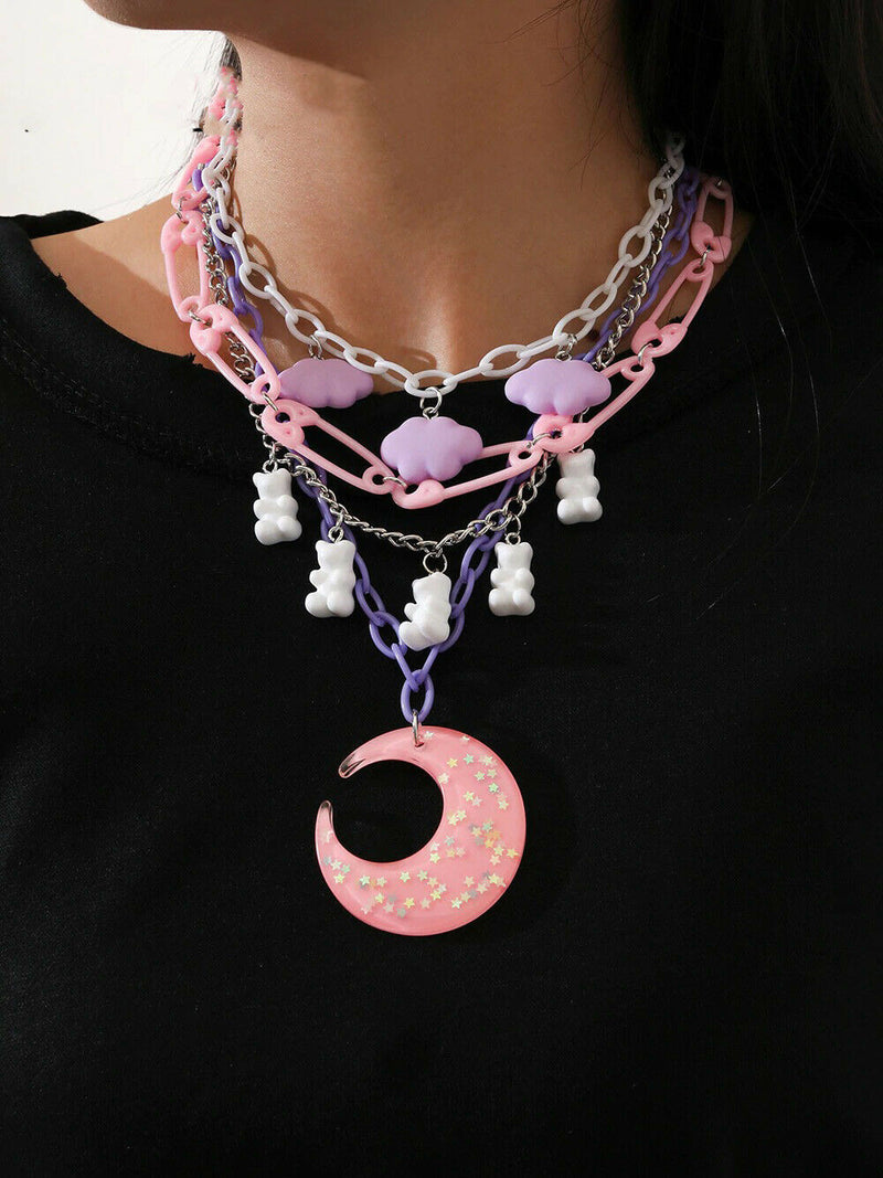 Candy Moon Decora Necklace - Version - decoden, decora, fairy kei, fairykei, jewellery