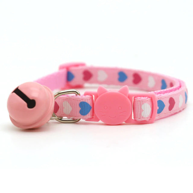 Candy Neko Petplay Collar - Pink Hearts - bell choker, cat, cat play, catplay, choker