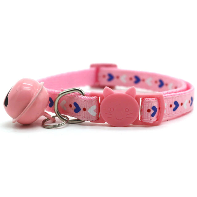 Candy Neko Petplay Collar - Pink Small Hearts - bell choker, cat, cat play, catplay,