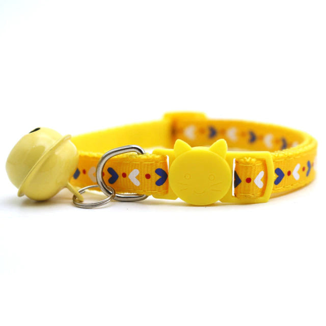 Candy Neko Petplay Collar - Yellow Small Hearts - bell choker, cat, cat play, catplay,