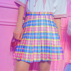 Candy Plaid Skirt - paci, plaid skirt, pleated, pleated school girl