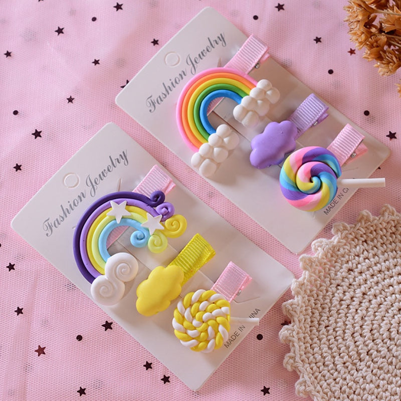 Candy Rainbow Hair Clips - barette, barrettes, candies, candy, clips