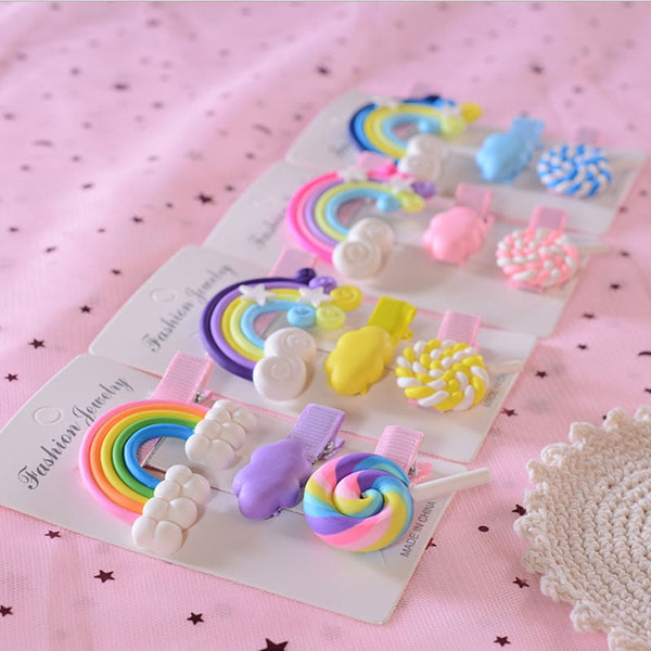 Candy Rainbow Hair Clips - barette, barrettes, candies, candy, clips