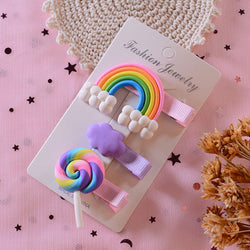 Candy Rainbow Hair Clips - Purple - barette, barrettes, candies, candy, clips