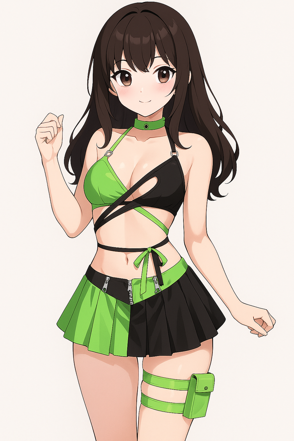 Split Personality Black & Green Lingerie Set