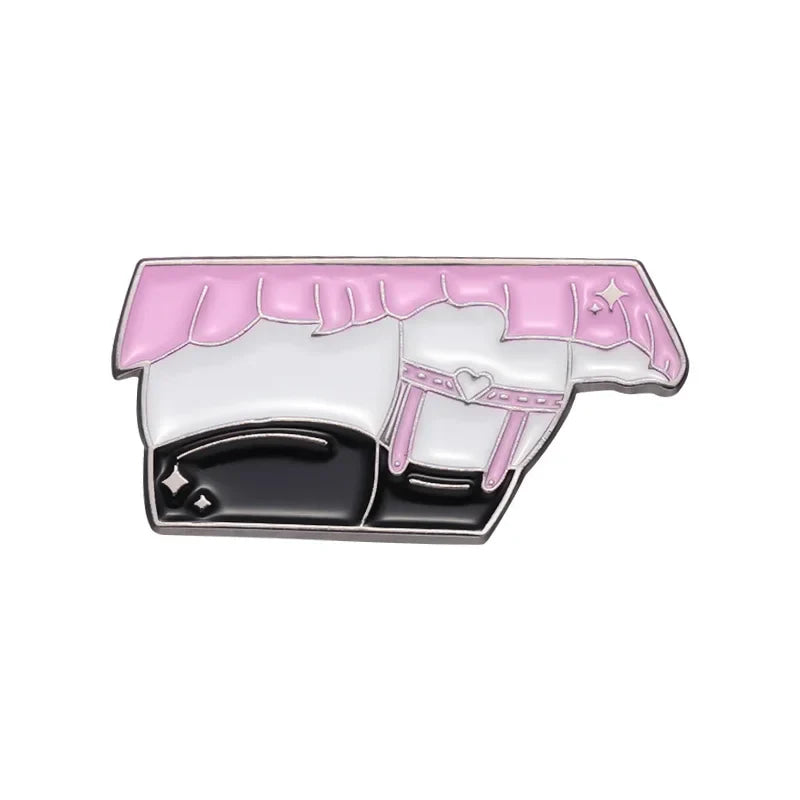 Cheeky Pink Skirt & Garter Belt Enamel Pin Lapel Brooch