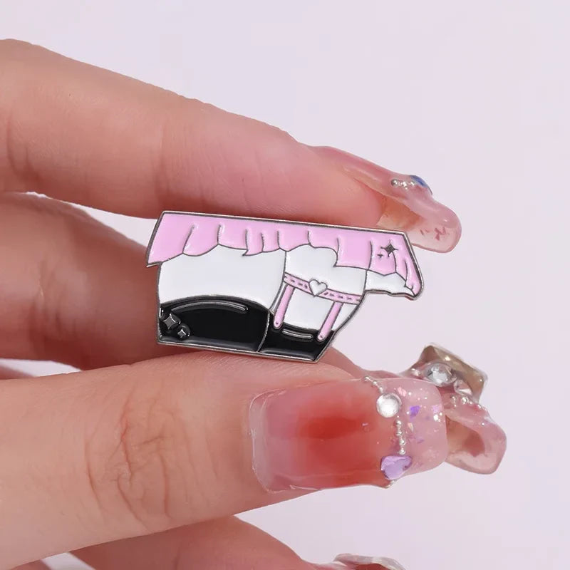 Cheeky Pink Skirt & Garter Belt Enamel Pin Lapel Brooch