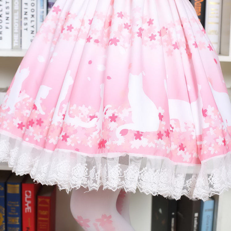 Cherry Blossom Kitten Lolita Skirt - age regression, bunnies, bunny, bunny rabbit, rabbits