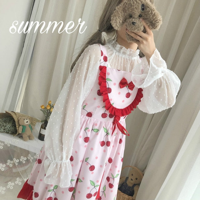 Cherry Sweetheart Dress - berry, clothing, dresses, jsk, kawaii