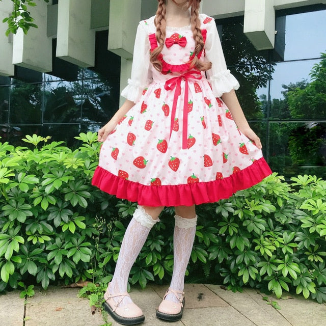 Cherry Sweetheart Dress - berry, clothing, dresses, jsk, kawaii