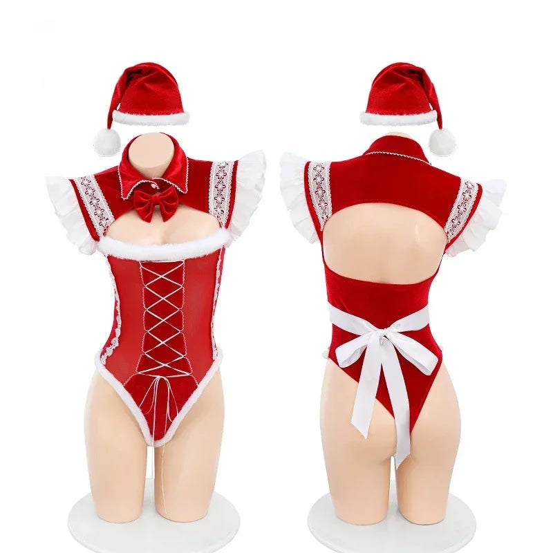 Christmas Corset Santa Bunny Bodysuit Onesie Holiday Outfit