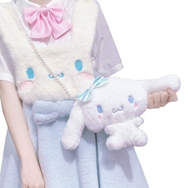 Cinna Bunny Plush Bag - bags, cinnamoroll, cross body, crossbody, fairy kei