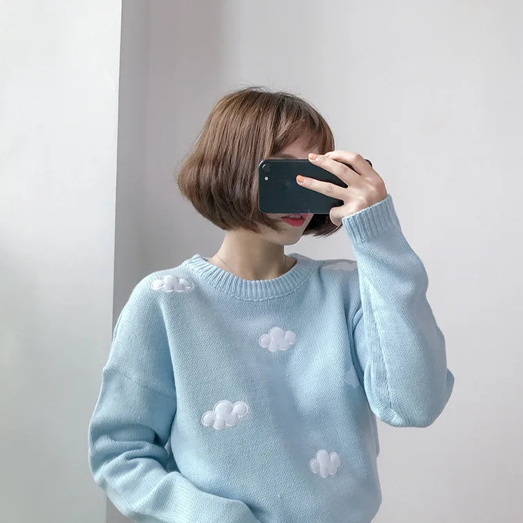 Cloud Crewneck - cloud, clouds, cloudy, kawaii, kawaii fashion