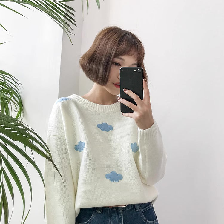 Cloud Crewneck - cloud, clouds, cloudy, kawaii, kawaii fashion