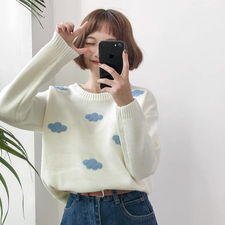 Cloud Crewneck - cloud, clouds, cloudy, kawaii, kawaii fashion