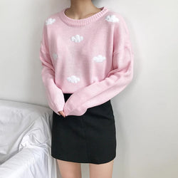 Cloud Crewneck - Pink - cloud, clouds, cloudy, kawaii, kawaii fashion