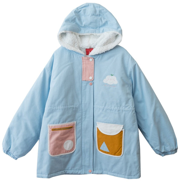 Cloudy Day Fleece Lined Coat - Blue - cloud, clouds, cloudy, coat, coats