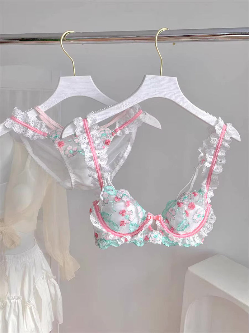 Cottage Vintage Lingerie Set Bra and Panty Floral