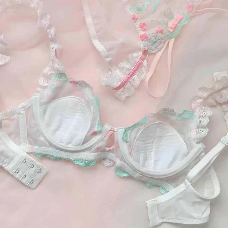Cottage Vintage Lingerie Set Bra and Panty Floral